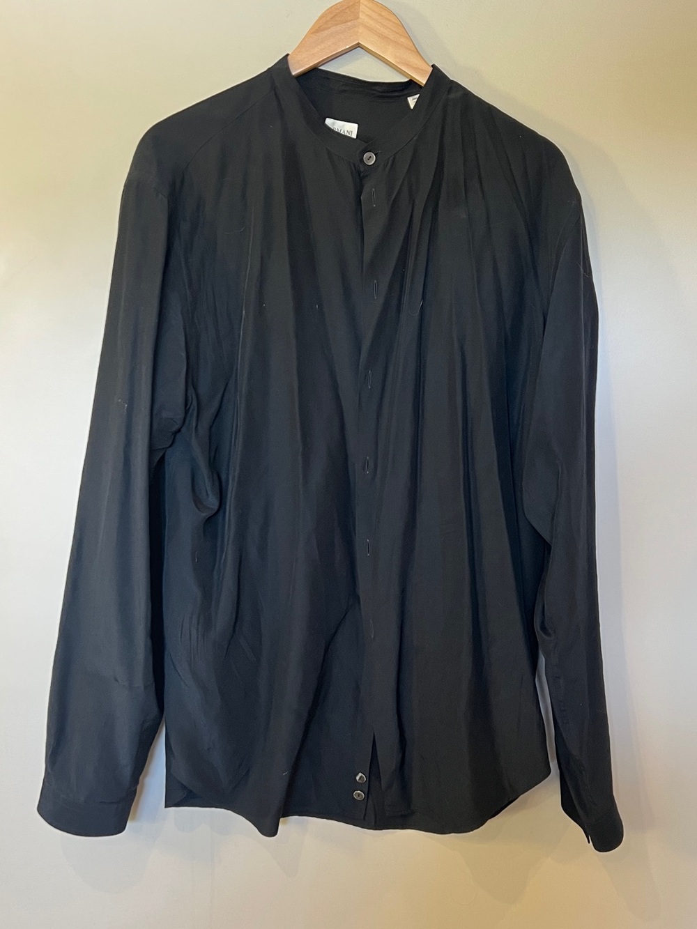 Armani Collezioni Black Silk Blend Button Up Shirt Men’s XL Luxury Designer - Picture 3 of 8